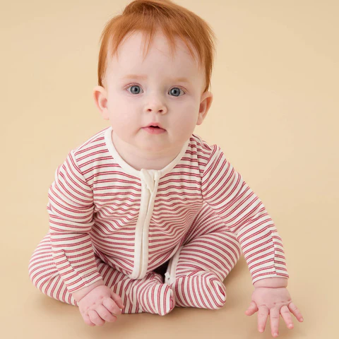 Red Stripe Clever Zip Sleepsuit