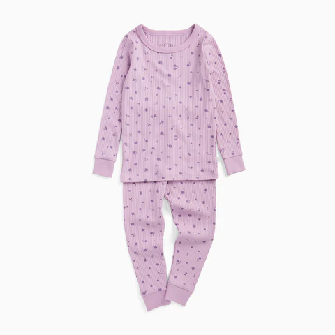 Lilac Floral Ribbed Pyjamas 2
